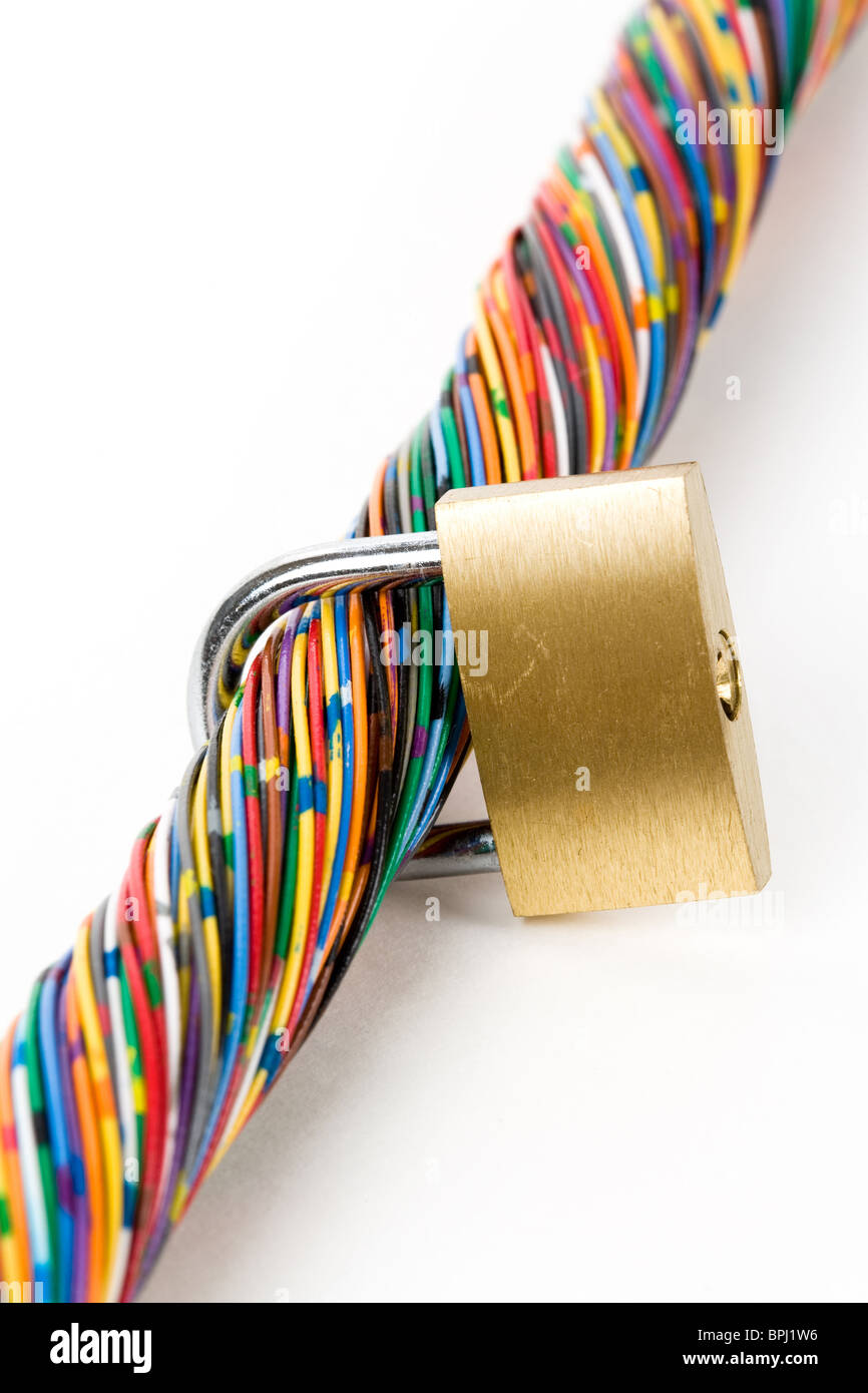Câble coloré, Concept de communication, la sécurité de l'information Banque D'Images