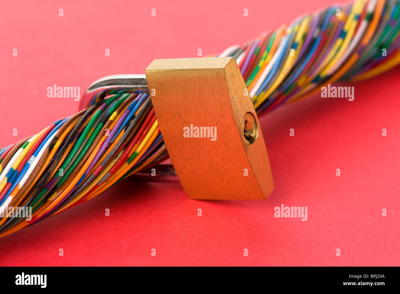 Câble coloré, Concept de communication, la sécurité de l'information Banque D'Images
