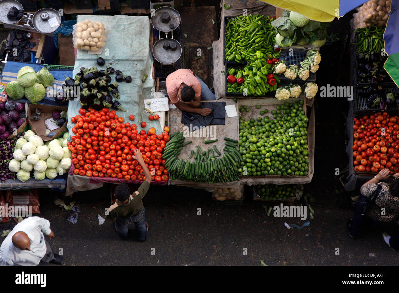 Stand de légumes à Ramallah, Palestine. Banque D'Images