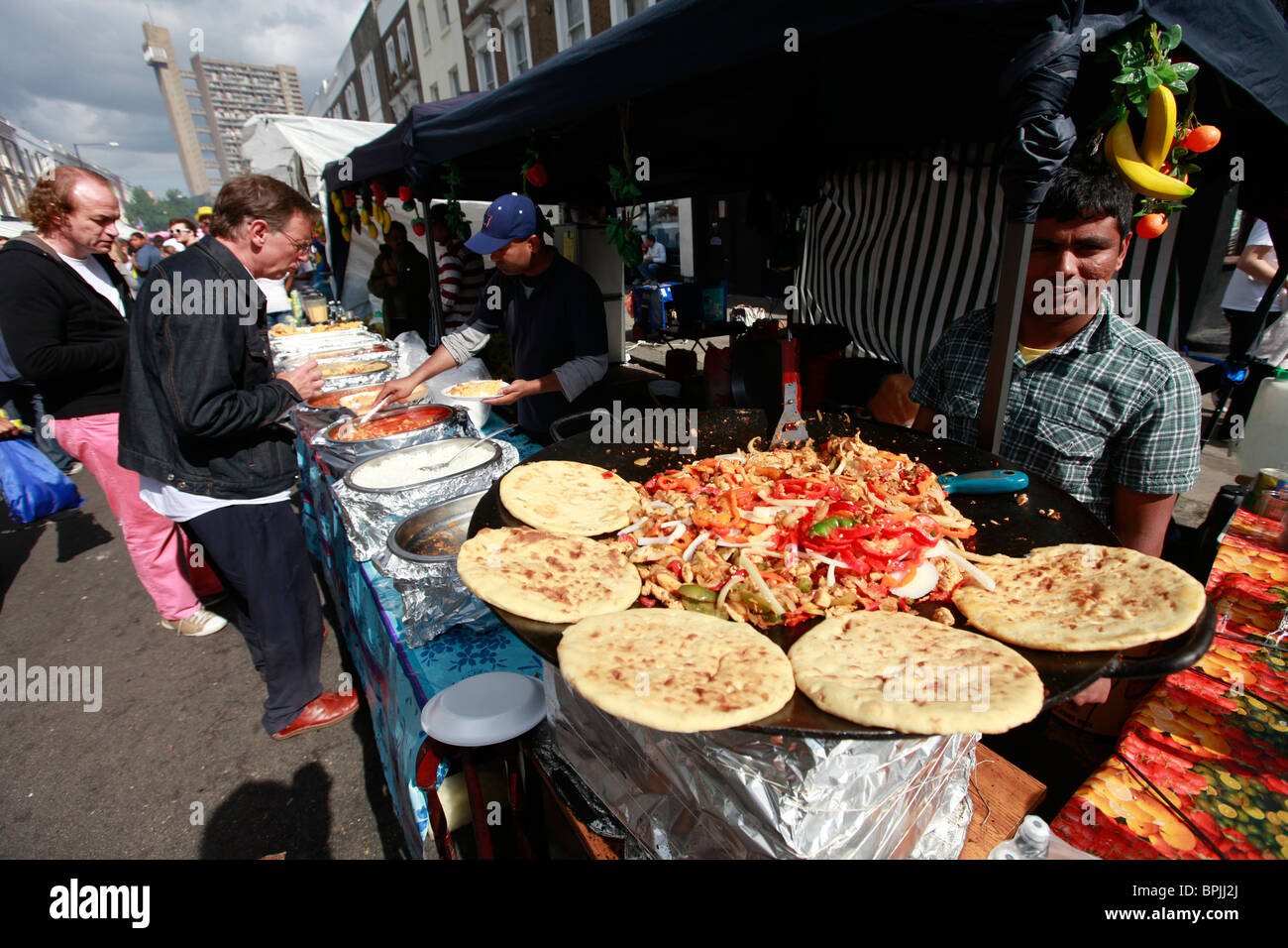 Notting hill carnival food stall Banque de photographies et d’images à