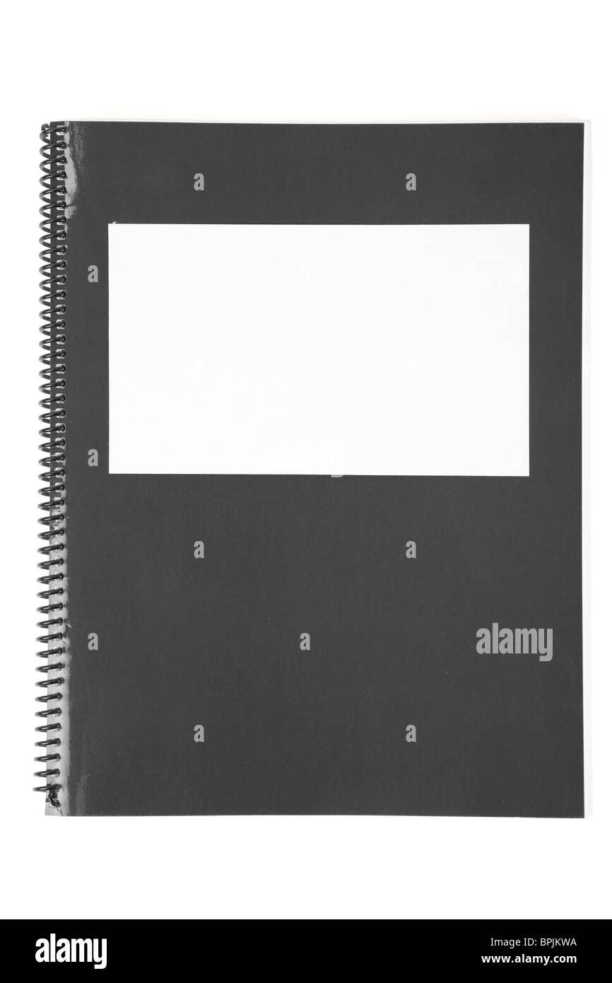 Manuel scolaire noir, portable ou manuel avec fond blanc Banque D'Images