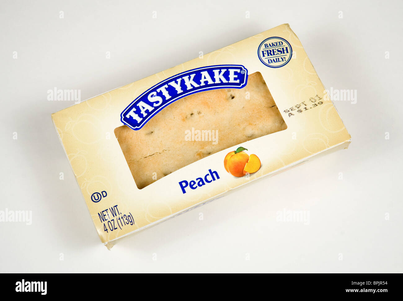 Tarte aux fruits Pêche Tastykake. Banque D'Images