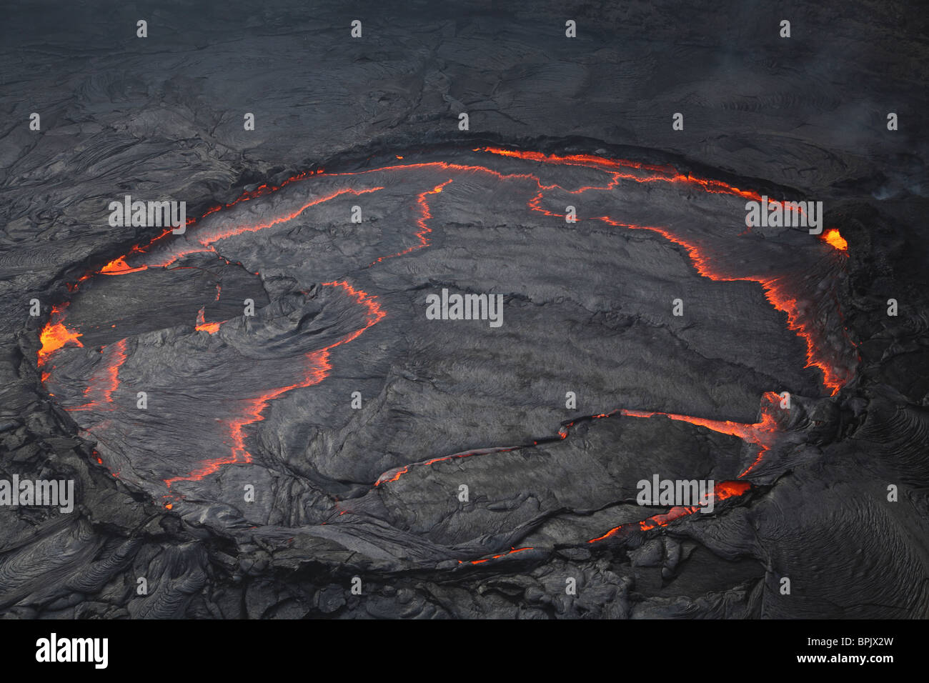 9 février 2008 - Erta Ale, lac de lave, dépression Danakil en Éthiopie. Banque D'Images
