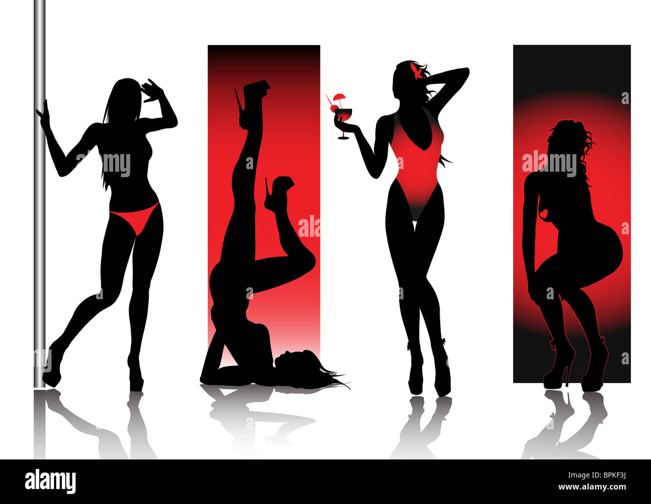 Silhouettes sexy en rouge Banque D'Images