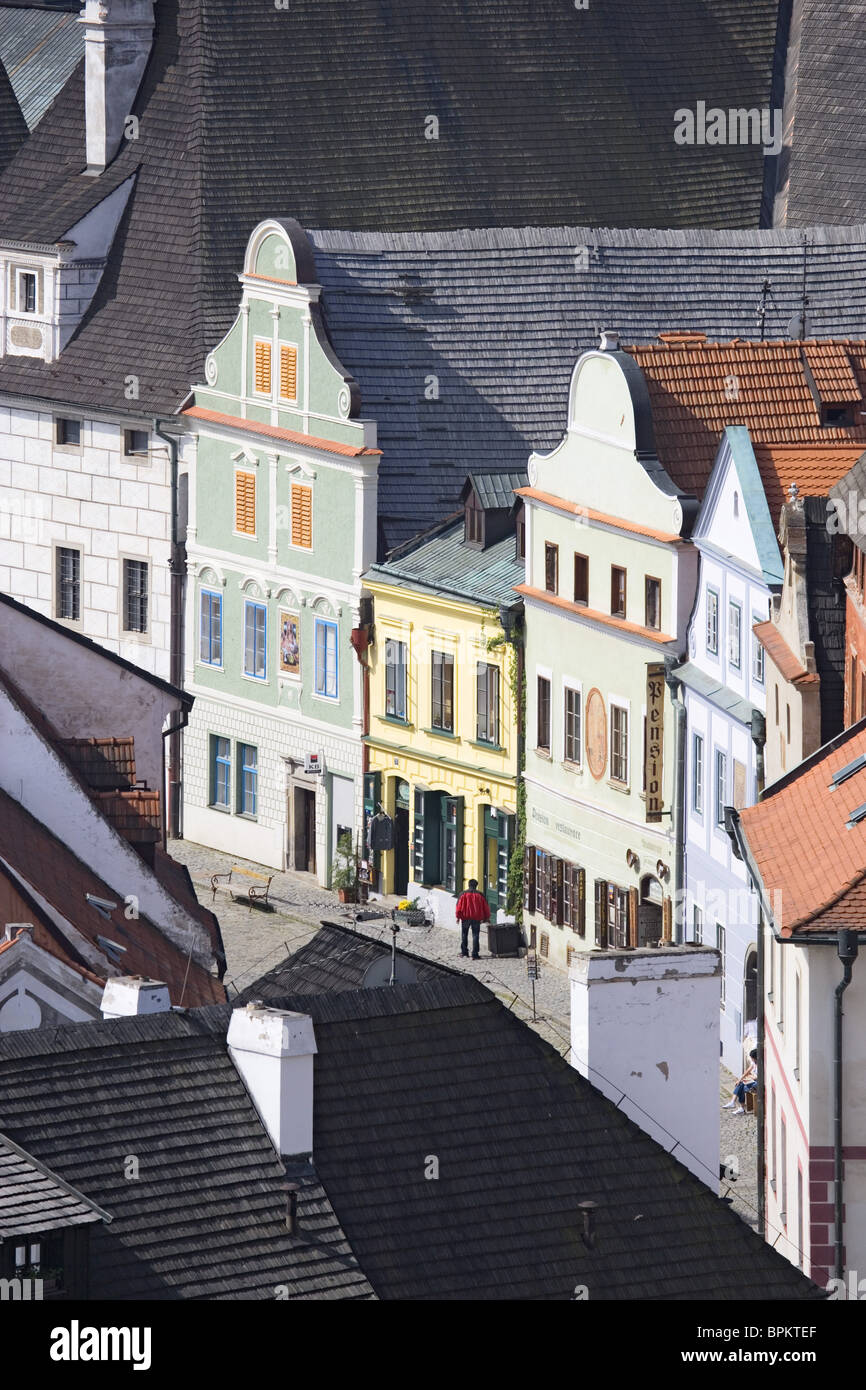 La rue Siroka, Cesky Krumlov, Bohême du Sud, République Tchèque Banque D'Images