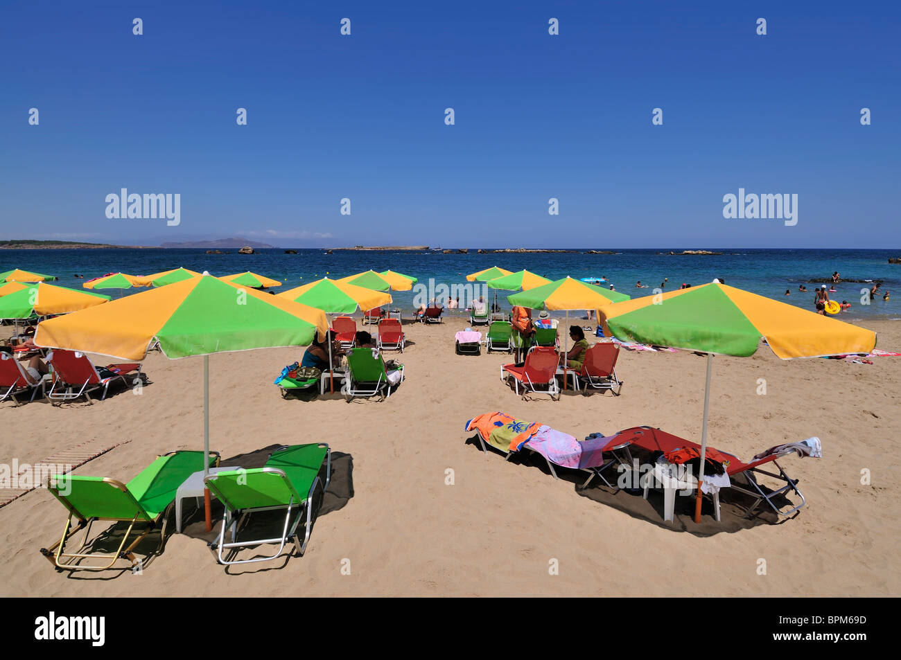 La plage de Nea Chora, Chania, Crète, Grèce Banque D'Images