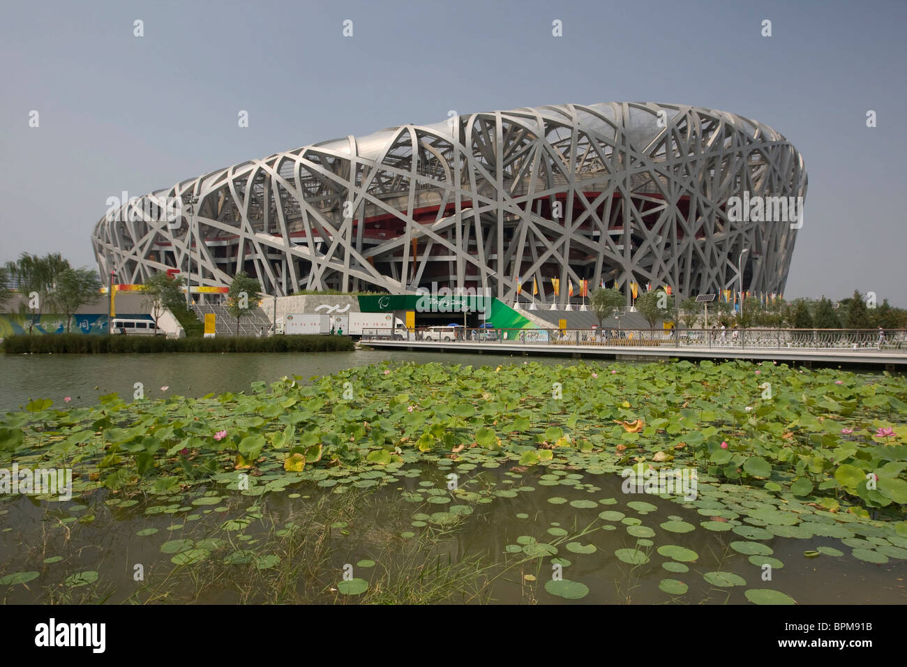 Stade national de Pékin, le site de jeux Olympiques et Paralympiques de 2008 des compétitions d'athlétisme. Banque D'Images