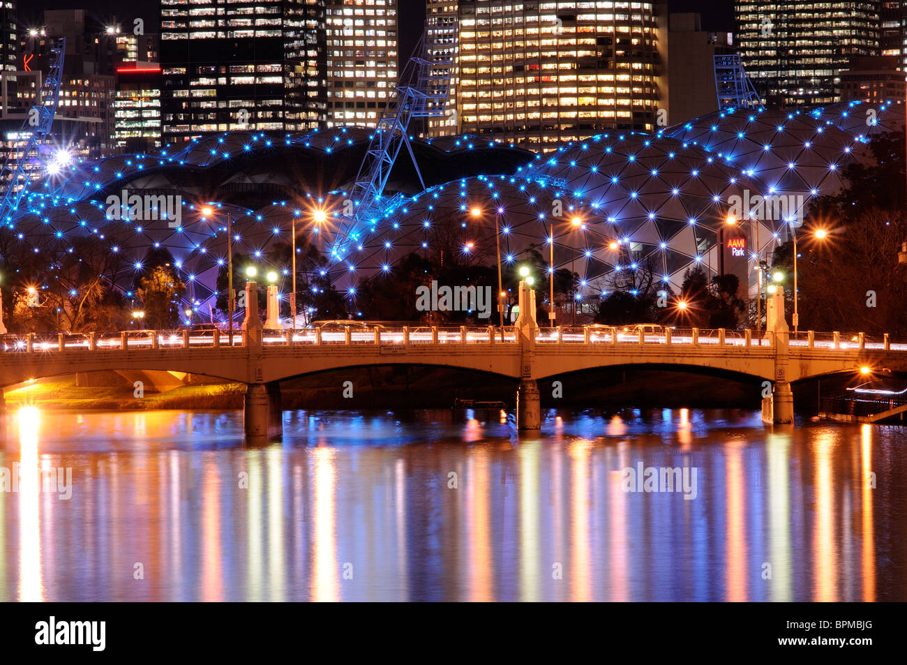 Aami Park, La Rivière Yarra et skyline, Melbourne, Victoria, Australie Banque D'Images