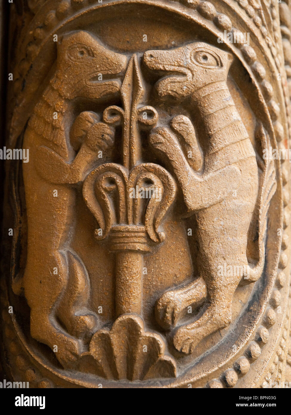 Close up d'un mur à l'extérieur de la cathédrale de Lincoln, Lincolnshire UK Banque D'Images