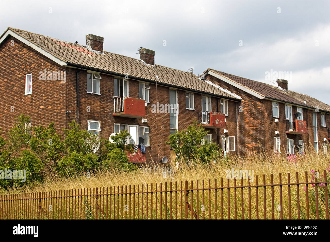 Ancien conseil immobilier (appartements) sur Langley estate (débordement de Manchester à l'origine) Middleton, Rochdale, Greater Manchester, UK Banque D'Images