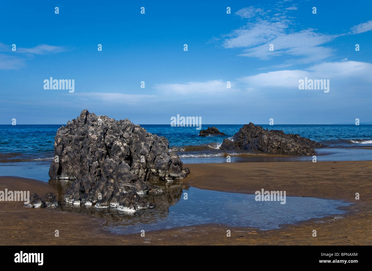 Plage de Trengandin, Mies, Cantabria, Trasmiera, côte nord de l'Espagne, Europe Banque D'Images