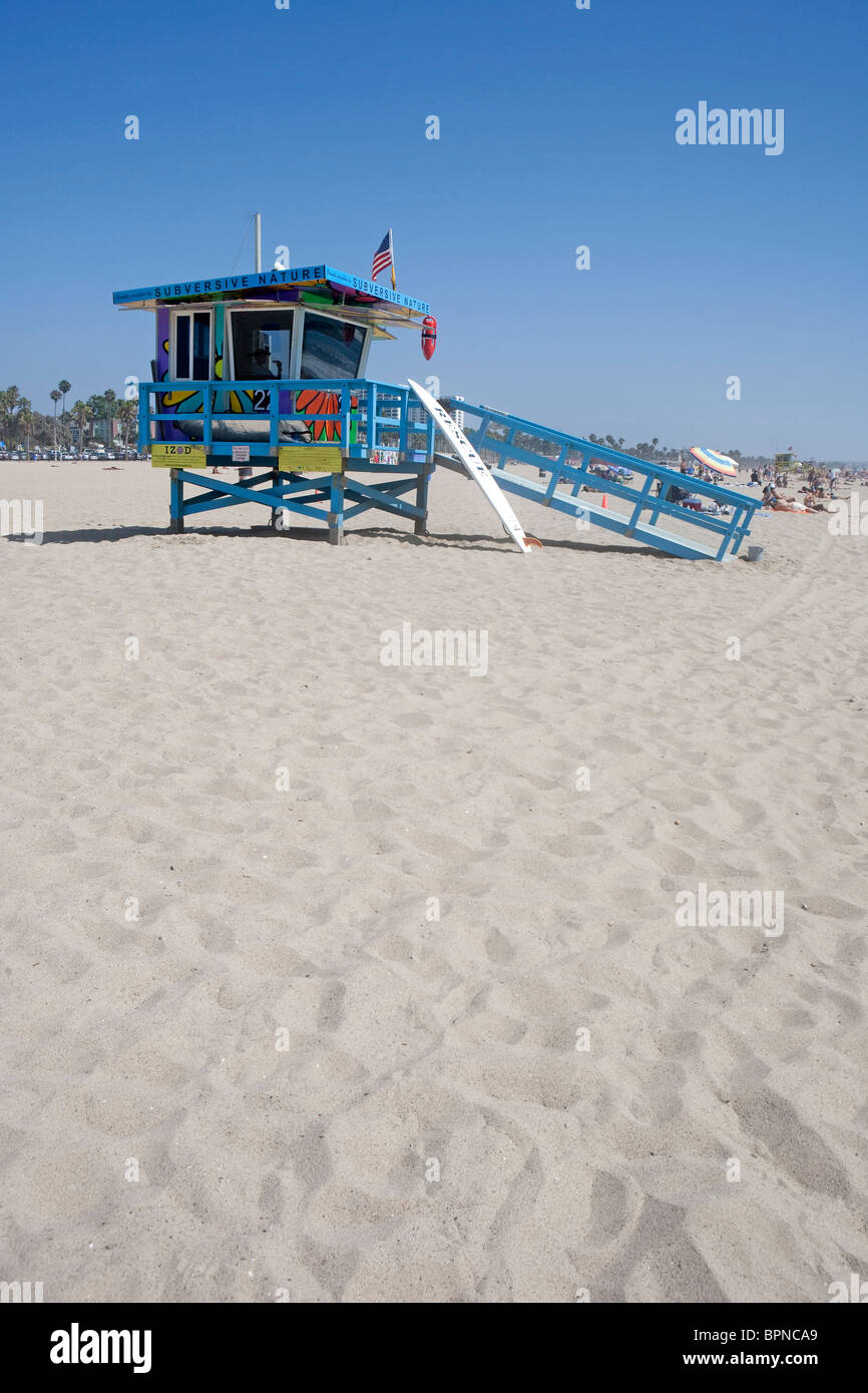Lifeguard station à la plage de Santa Monica en Californie Banque D'Images