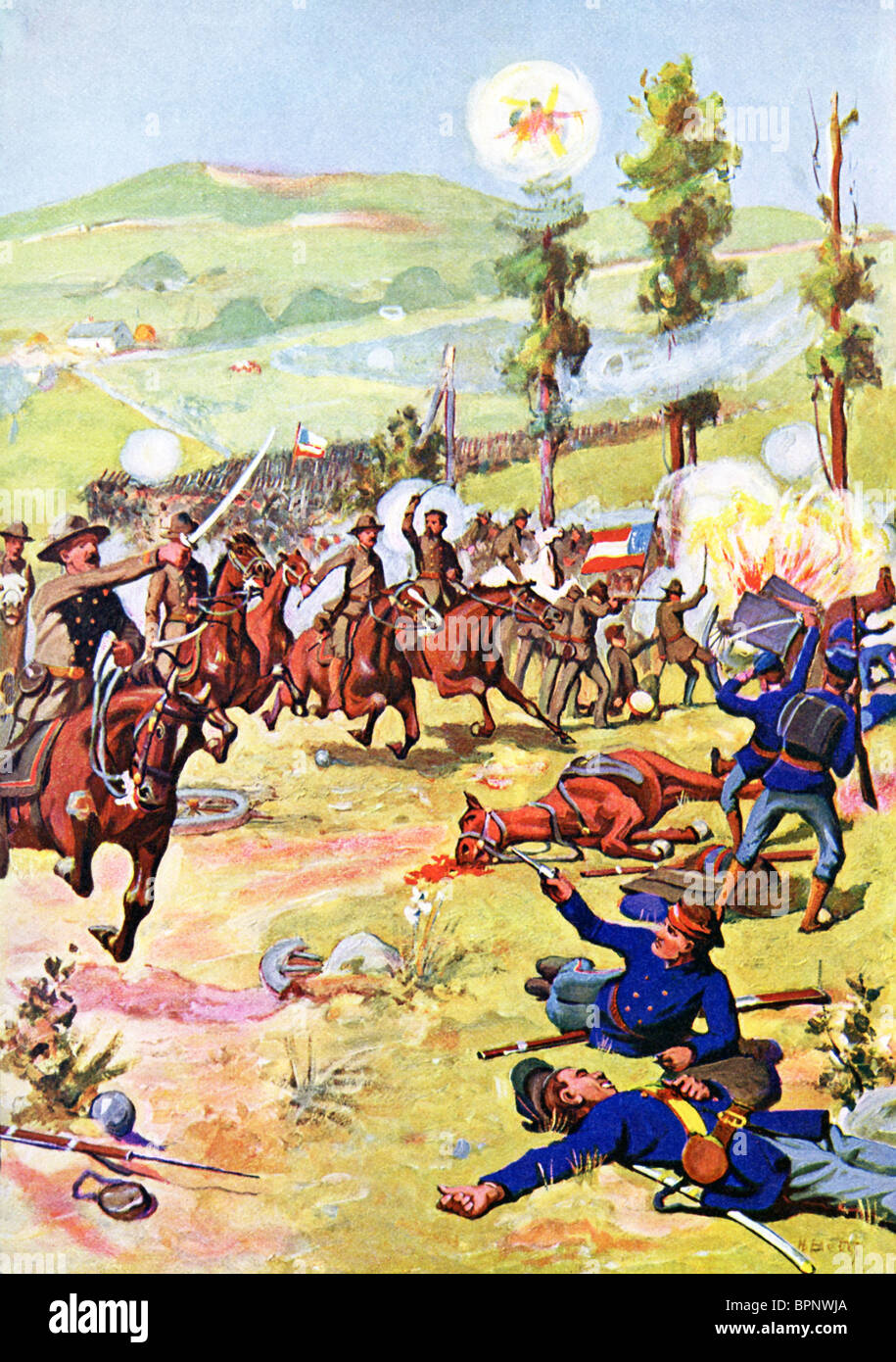 La guerre civile bataille de Bull Run (21 juillet 1861) a été appelée la bataille de Manassas par les Confédérés. Banque D'Images