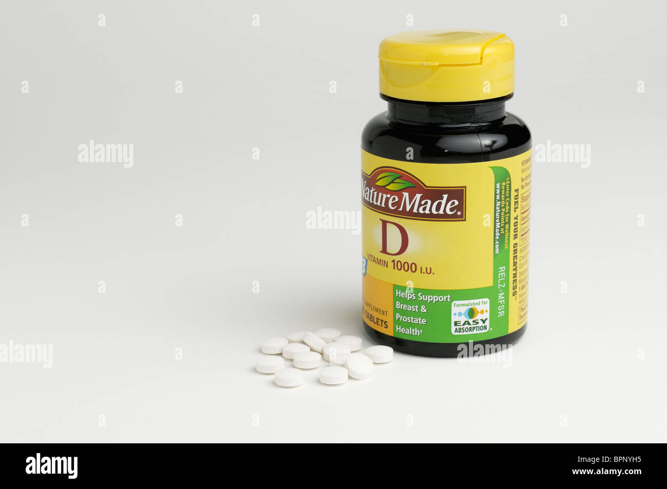 Bouteille de vitamine D (D3) suppléments Banque D'Images