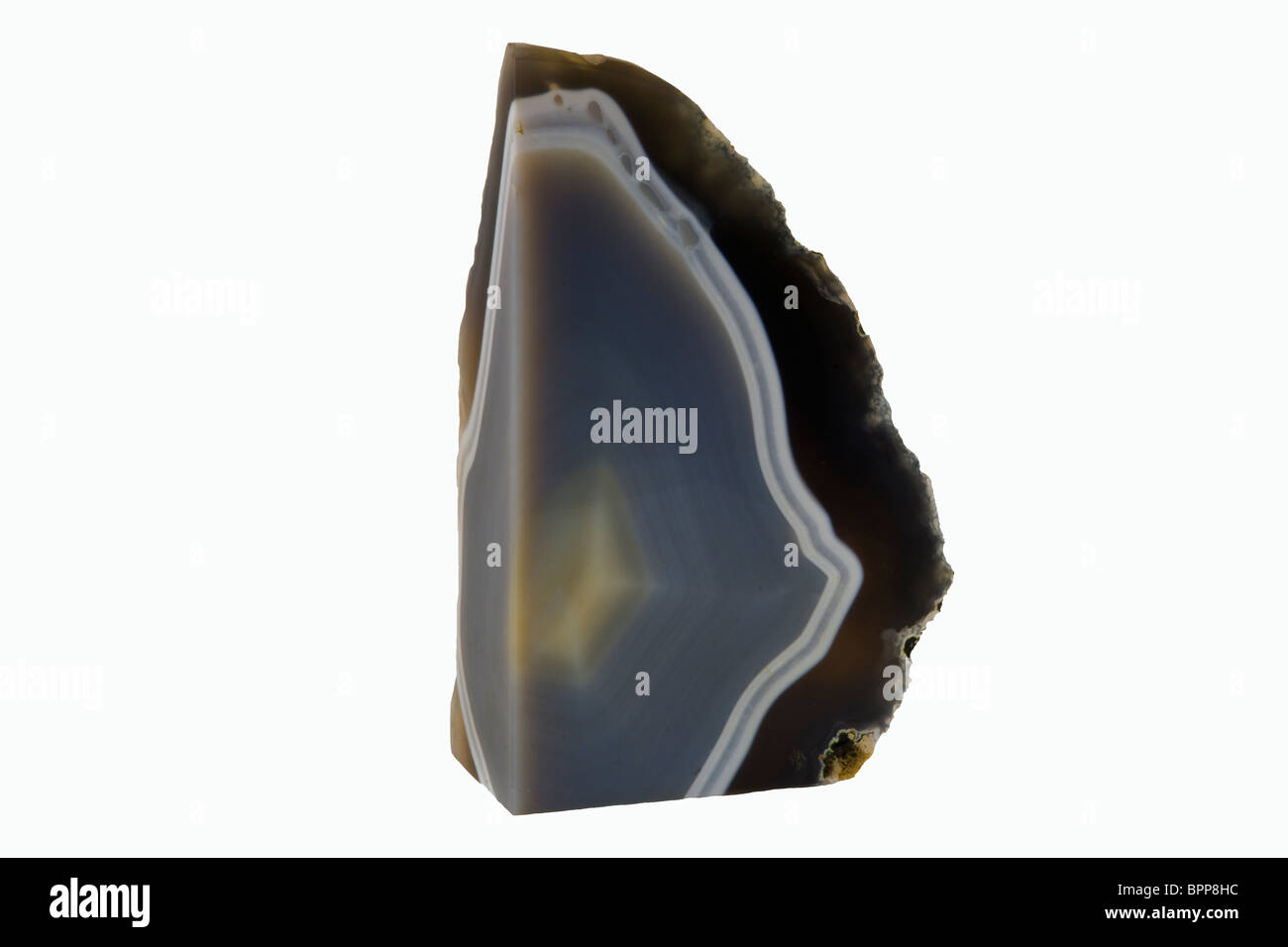 L'agate Noir Gris minéral poli Stone Rock 'Fin' Banque D'Images