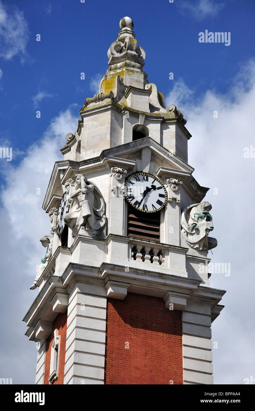Tour de l'horloge, l'Hôtel de ville de Lambeth, Brixton Hill, Brixton, London Borough of Lambeth, Greater London, Angleterre, Royaume-Uni Banque D'Images