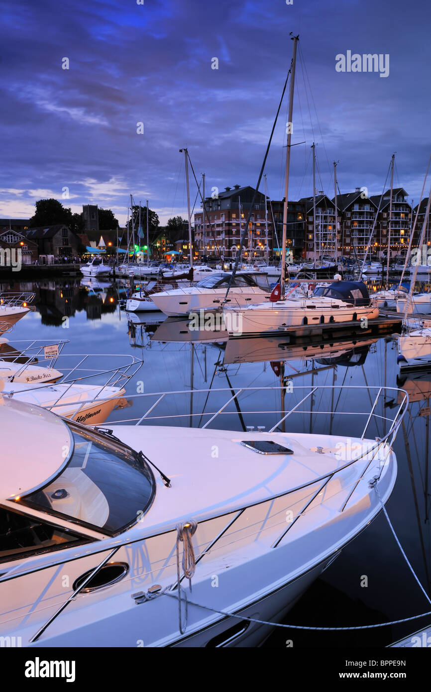 Marina Ipswich au coucher du soleil Banque D'Images