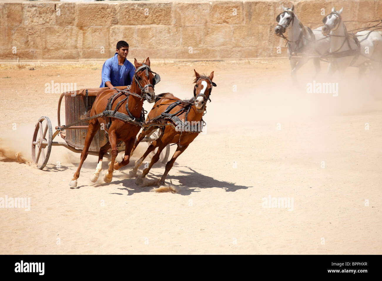 Course de chars romains, Jerash, Jordanie Banque D'Images