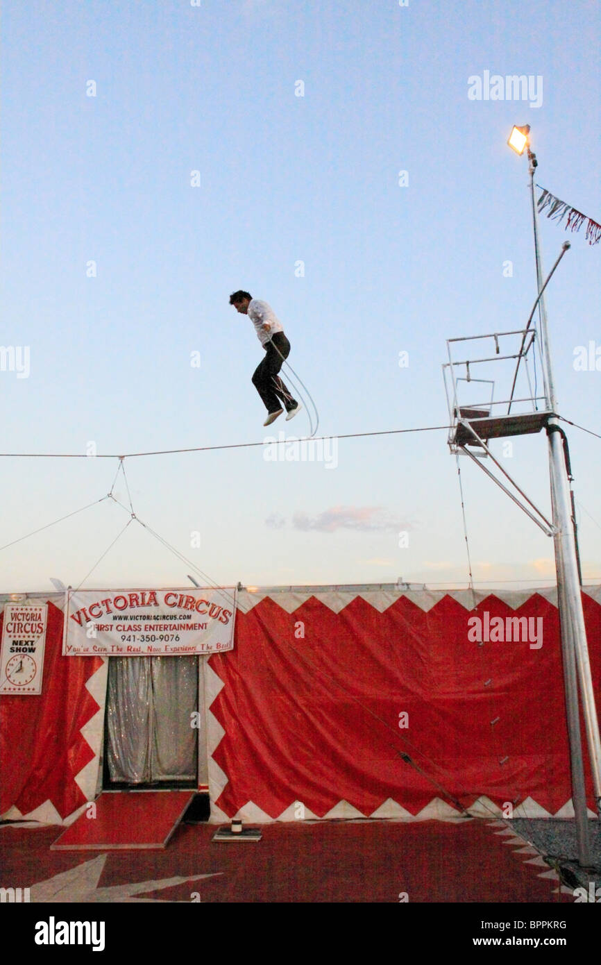 Funambule, Augusta County Fair, New Market, vallée de Shenandoah, en Virginie, USA Banque D'Images