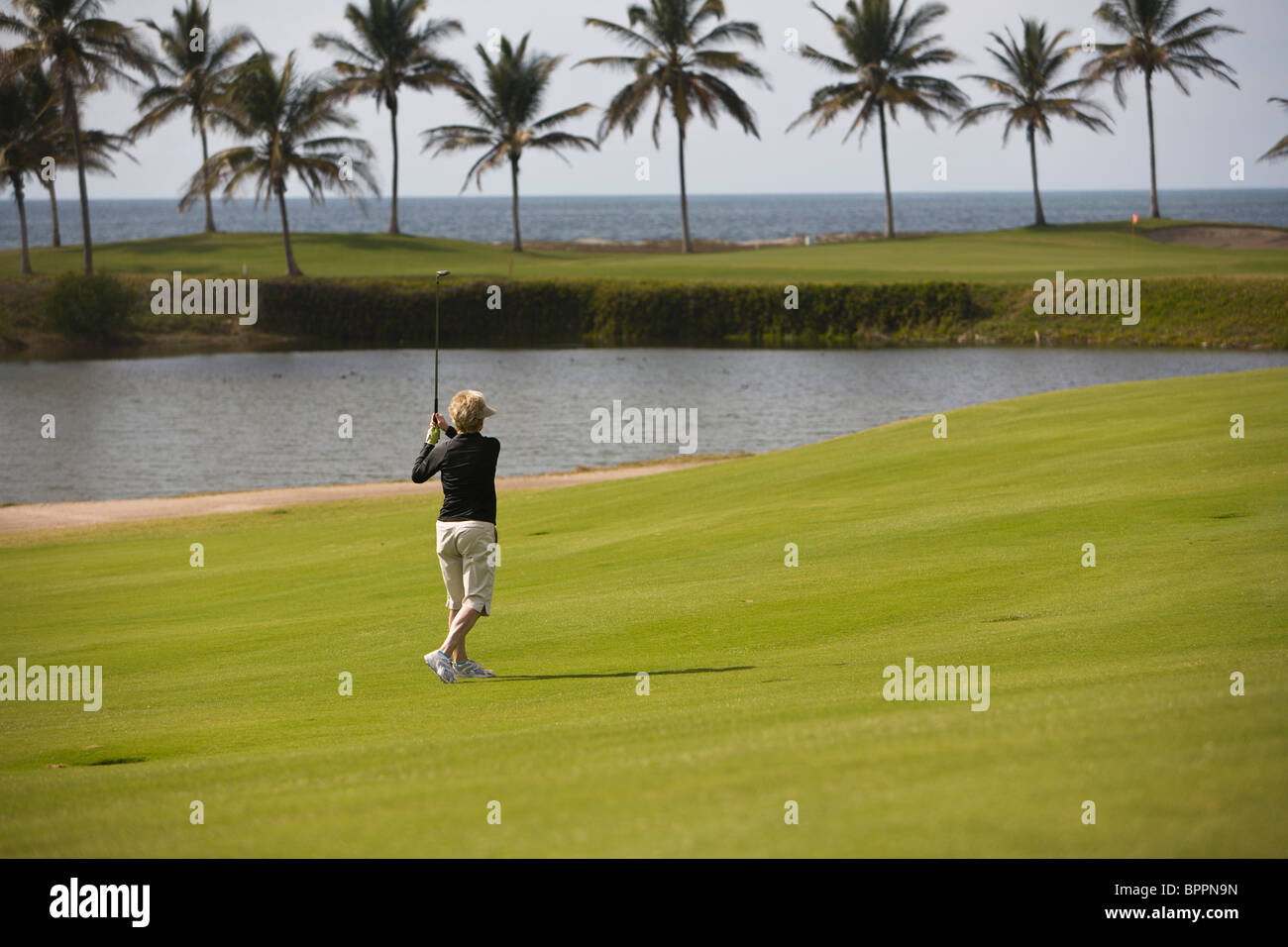 Les golfeurs, Estella Del Mar Golf Country Club, Robert Trent Jones Jr., conception de championnat à Mazatlán, Sinaloa, Mexique de l'État Banque D'Images