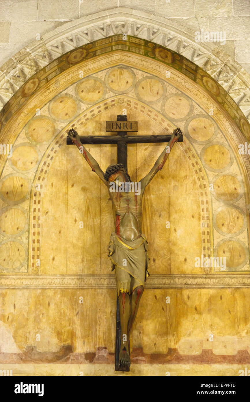 Crucifix dans la chapelle du Monastère de La Rabida, Palos de la Frontera, province de Huelva, Espagne Banque D'Images