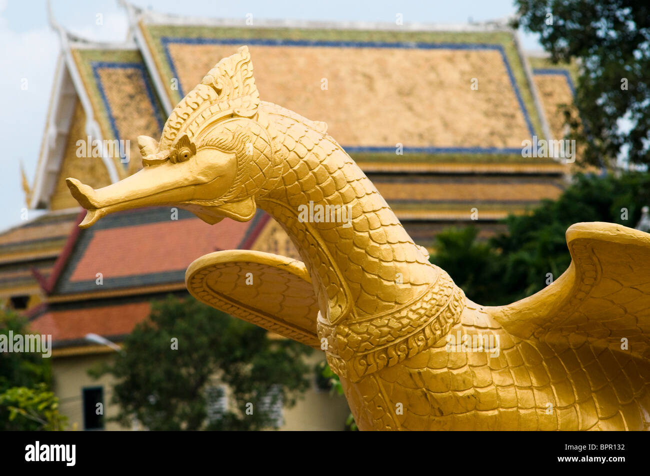 Accrocher de veau sculpture, Phnom Penh, Cambodge Banque D'Images