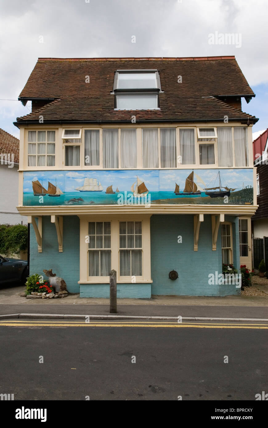 Architecture balnéaire de peinture old fashioned Thames barges HOMER SYKES Banque D'Images