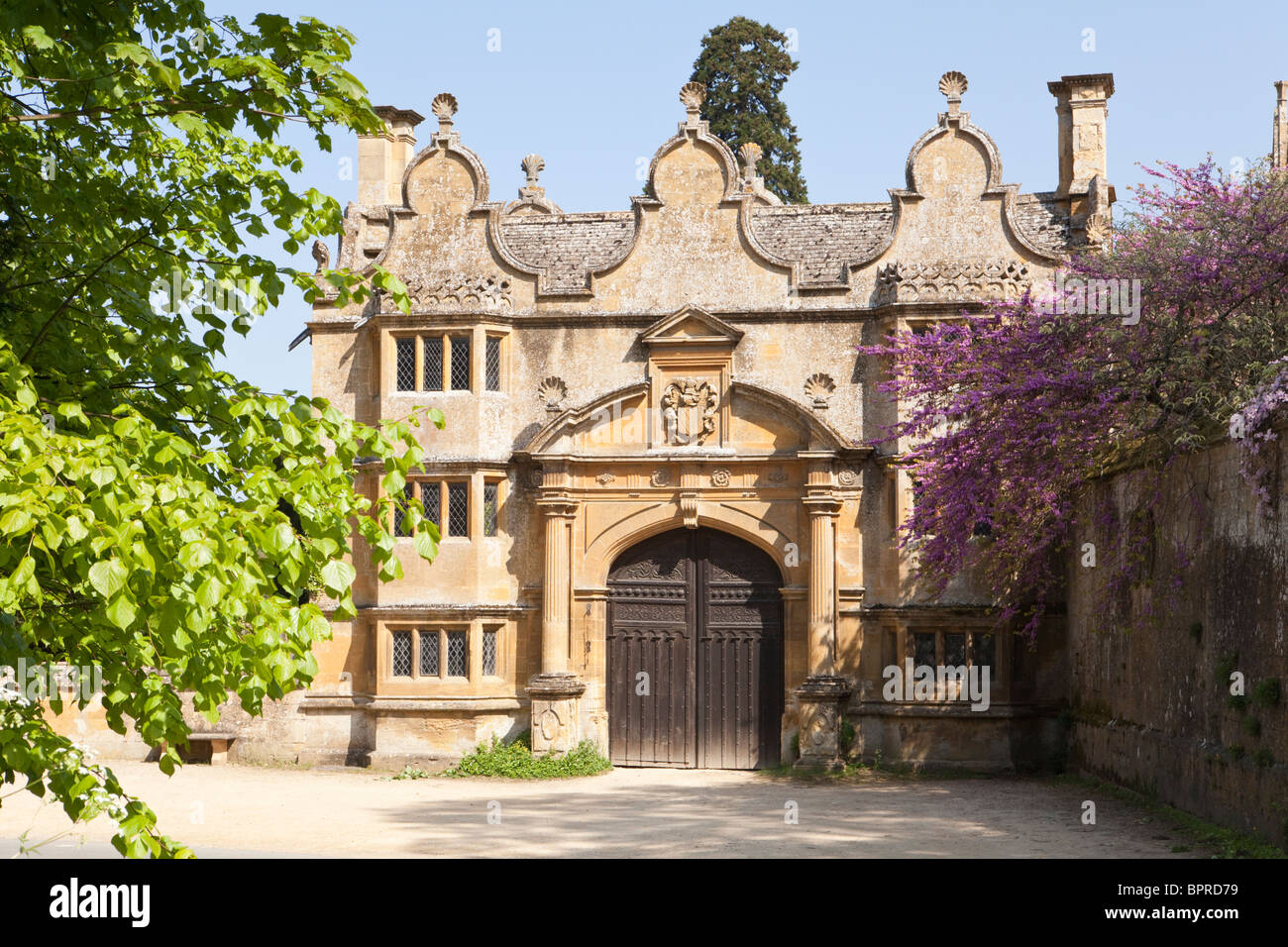 Le centre d'accès en pierre de Jacobean Cotswold à Stanway House, Stanway, Gloucestershire, Royaume-Uni Banque D'Images