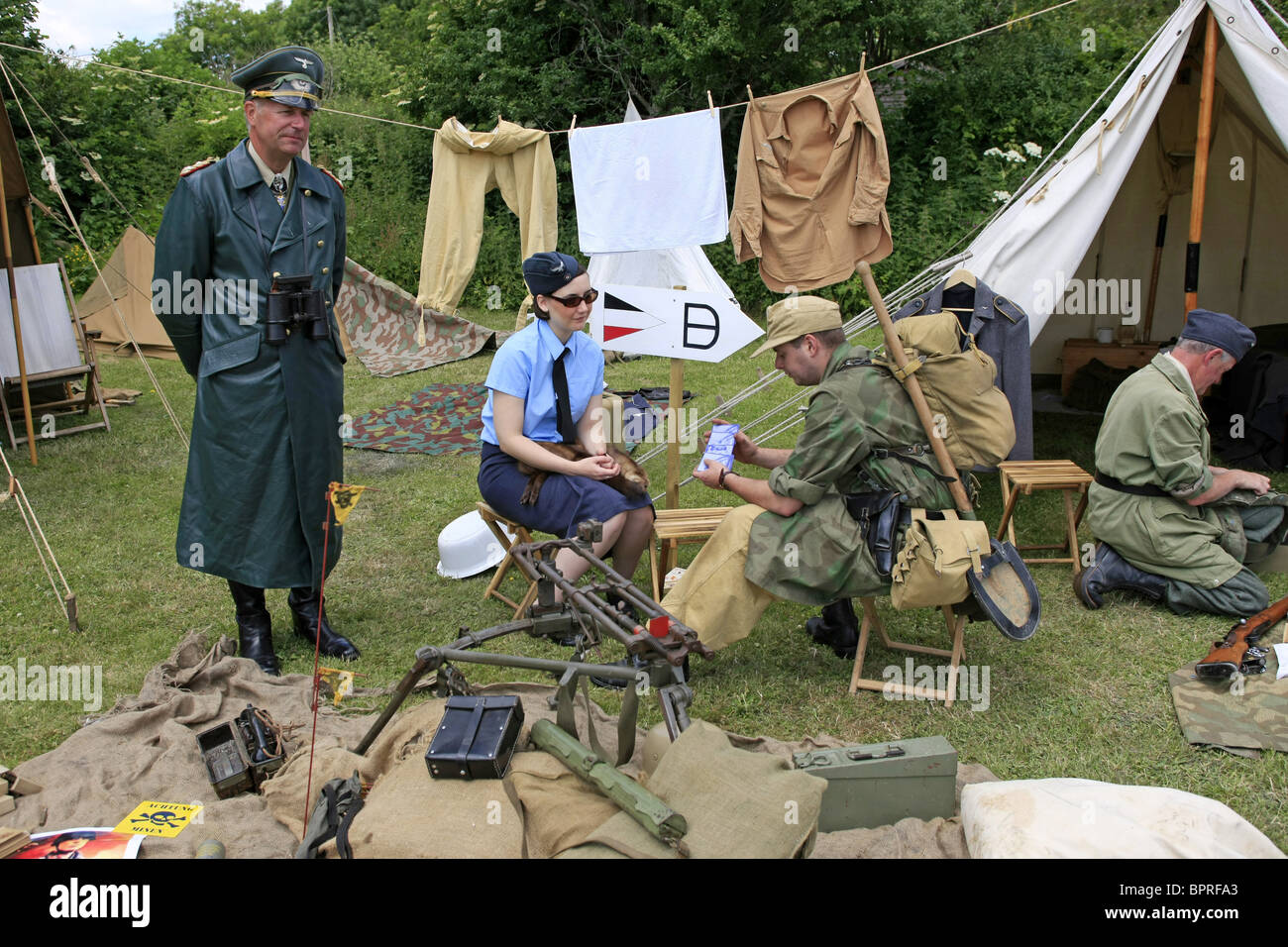 WW2 camp de reconstitution d'Erwin Rommel pendant son séjour en Normandie Banque D'Images