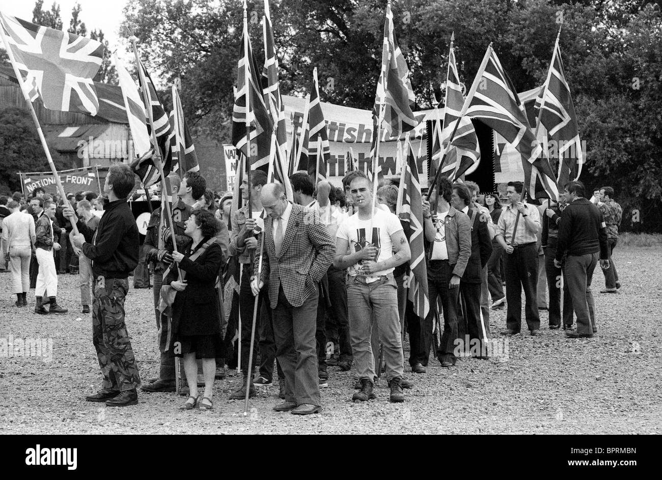 marche du Front national à Nuneaton le dimanche 1980 août. Photo de Dave Bagnall. Banque D'Images