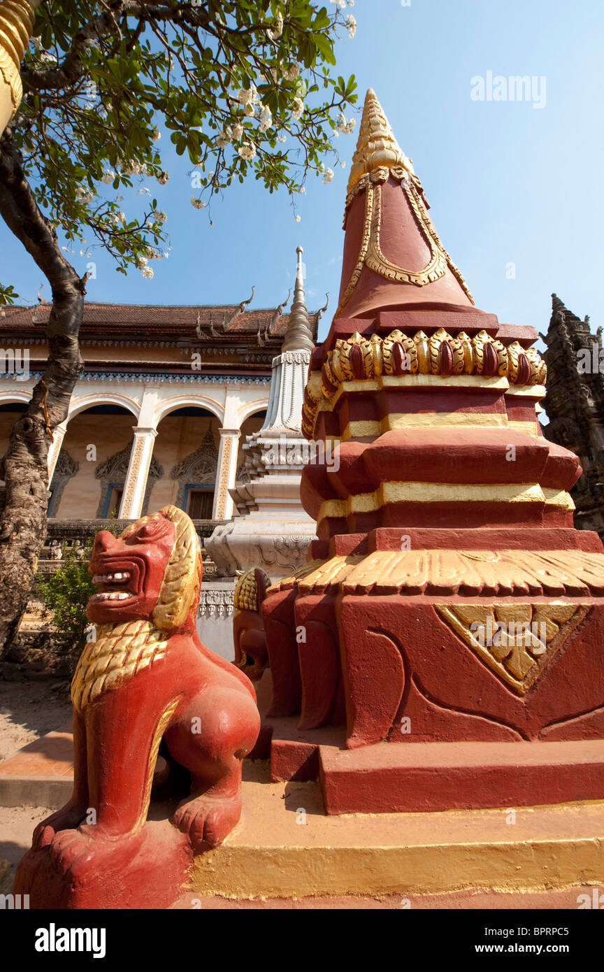 Tombeau, Wat Bo temple, Siem Reap, Cambodge Banque D'Images