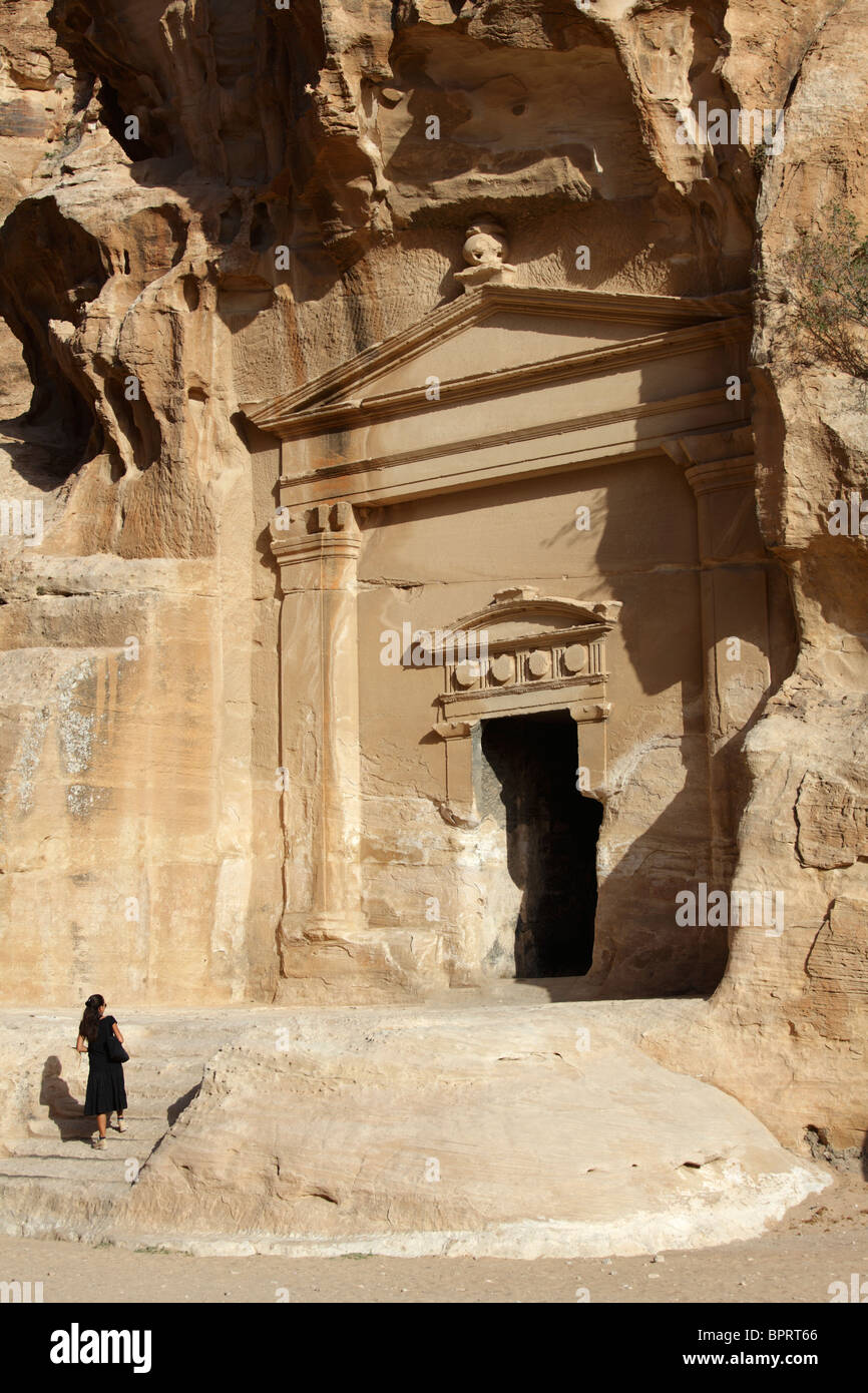 La tombe à l'entrée de Al Beidha ou peu de Petra, Wadi Musa, Jordan Banque D'Images