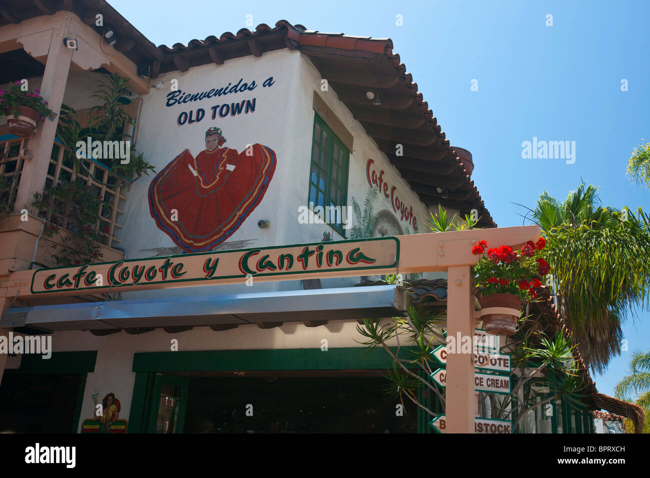 Extérieur de Coyote Cafe y Cantina Mexican Restaurant, Old Town San Diego, Californie, États-Unis d'Amérique Banque D'Images