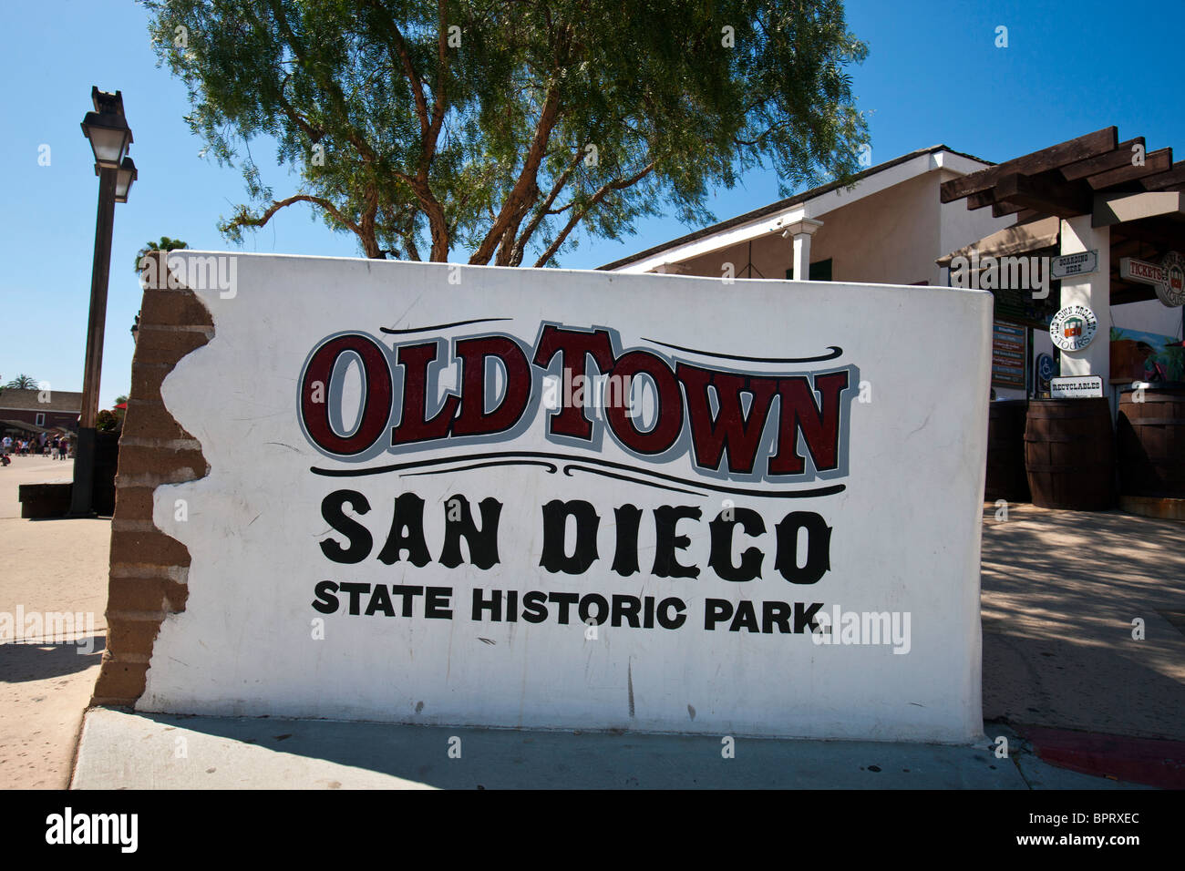 Signe pour Old Town San Diego State Historic Park, Old Town San Diego, Californie, États-Unis d'Amérique Banque D'Images