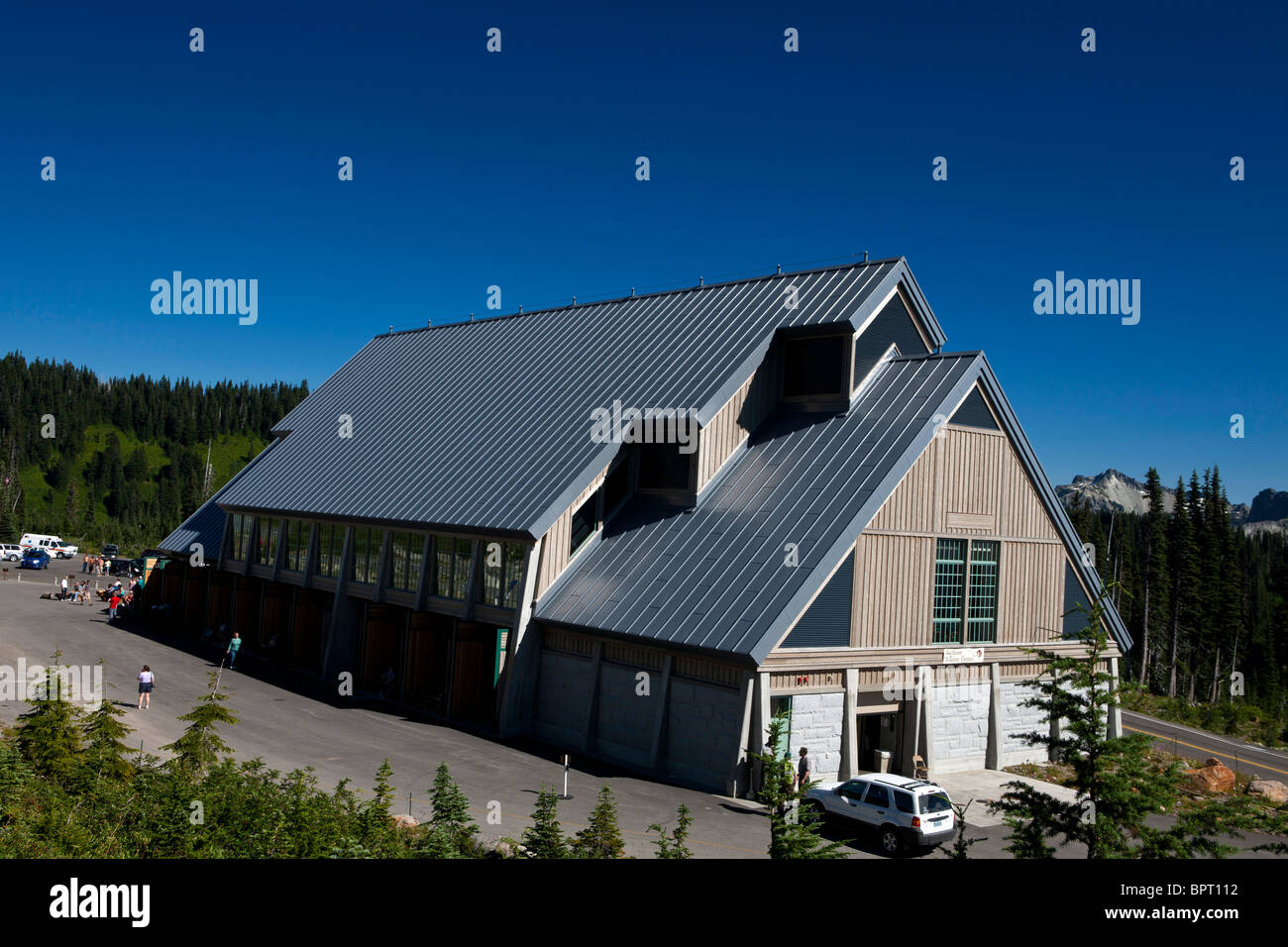 Extérieur de Henry M. Jackson Memorial Centre de Visiteurs, Paradise, Mt. Rainier National Park, Washington, United States of America Banque D'Images