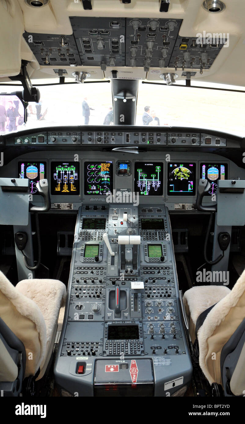 Boeing 777, l'intérieur du poste de pilotage, d'envol Banque D'Images
