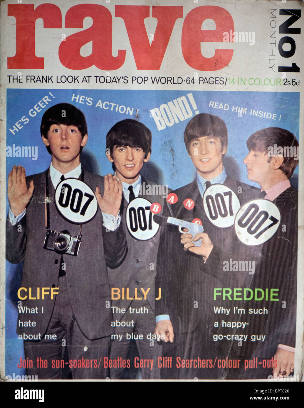 Couverture du magazine des années 60 montrant la Rave Beatles. Banque D'Images