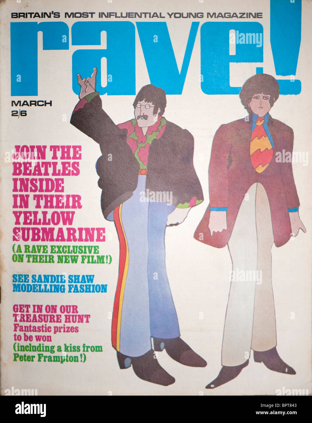 Couverture du magazine des années 60 montrant la Rave Beatles. Banque D'Images