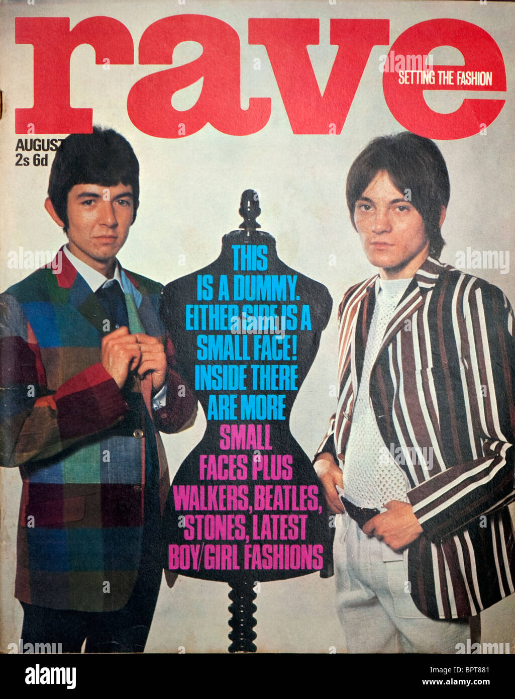 Couverture du magazine des années 60 avec la rave de petits visages. Banque D'Images