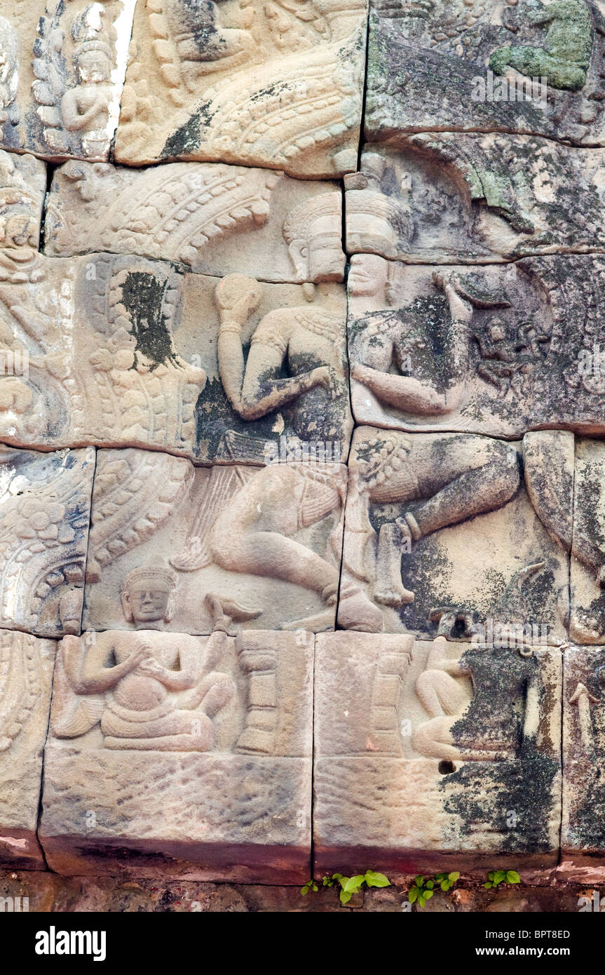 Ruines du temple Ta Prohm, Tonle Bati, Takeo, au Cambodge Banque D'Images