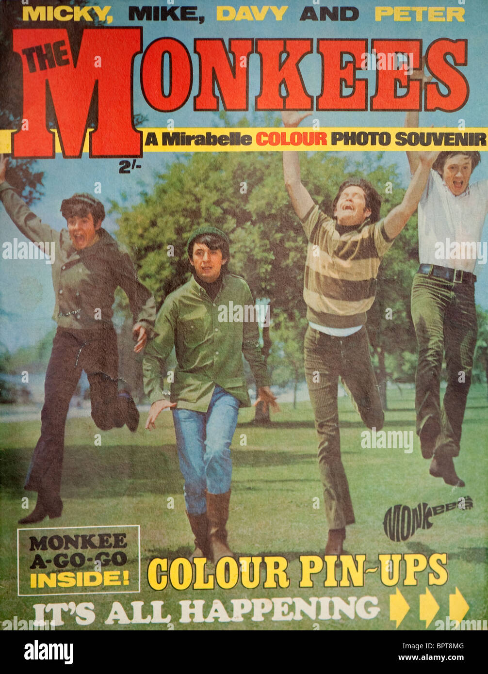 Les Monkees pop sur la couverture de l'Monkees magazine. Banque D'Images