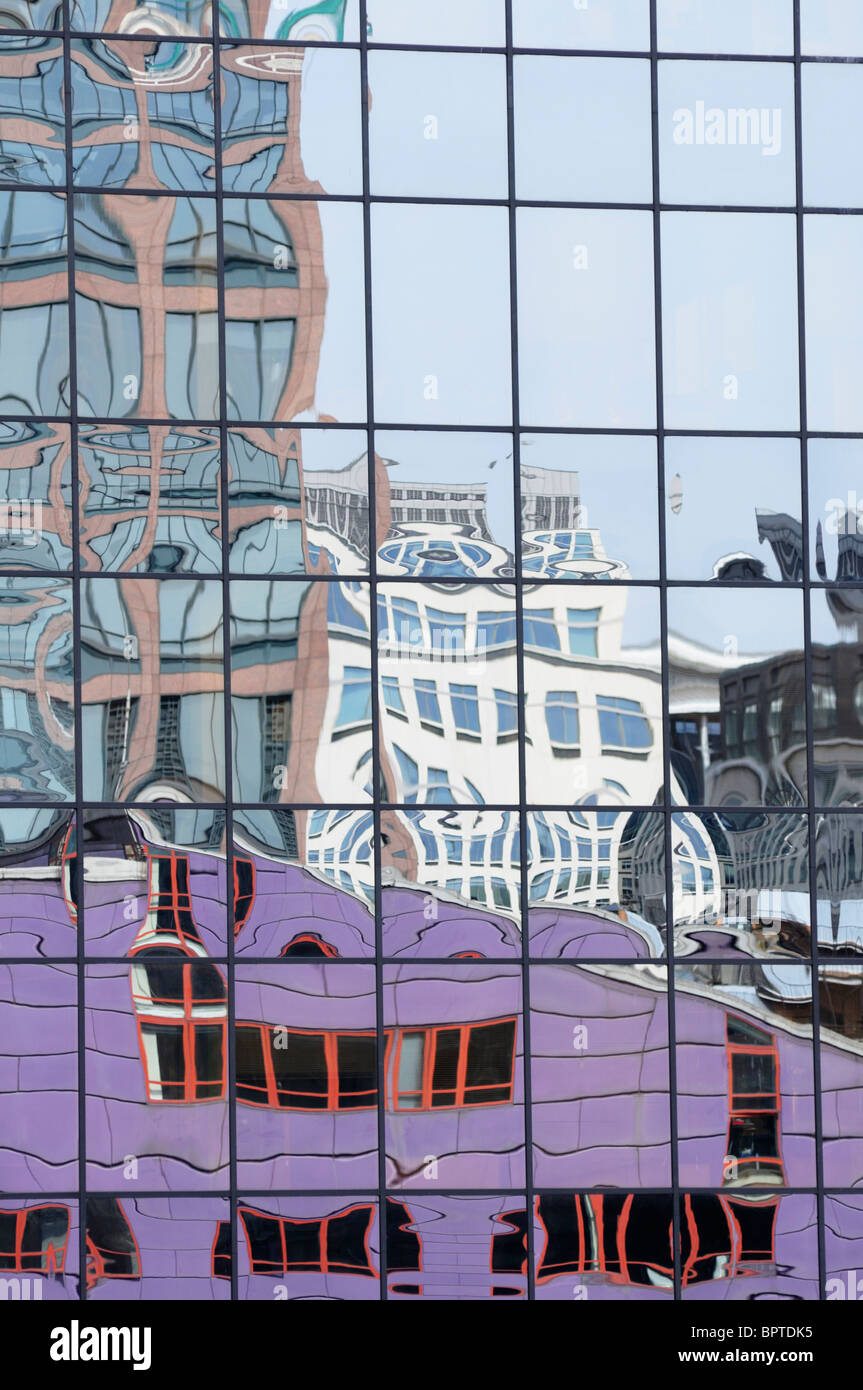 Résumé détail des bâtiments dans la région de hérons Quay Canary Wharf, les Docklands, London, England, UK Banque D'Images