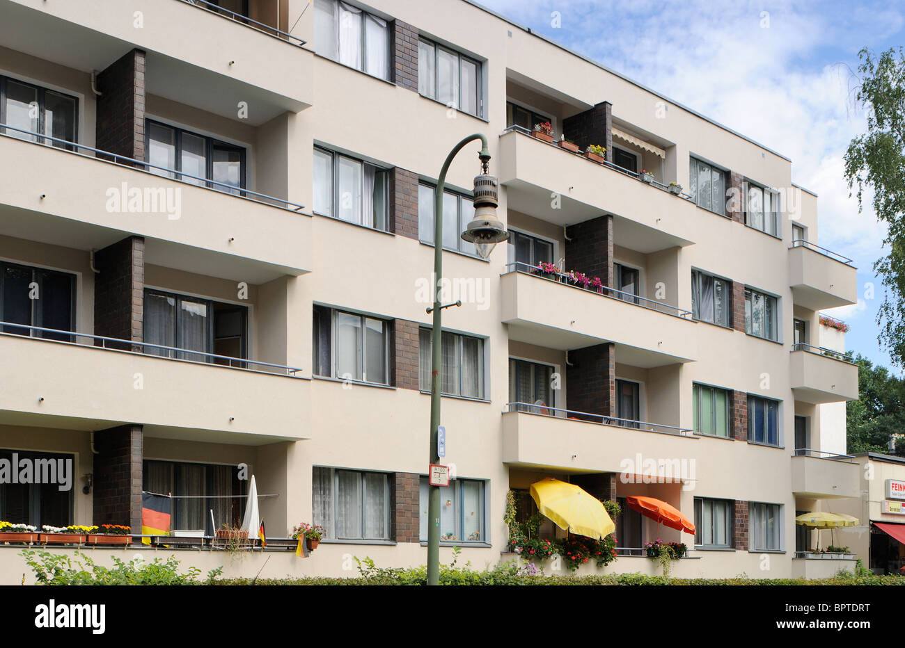 Grosssiedlung Ringsiedlung Siemensstadt, maison par l'architecte Walter Gropius, Site du patrimoine mondial, Berlin, Allemagne. Banque D'Images