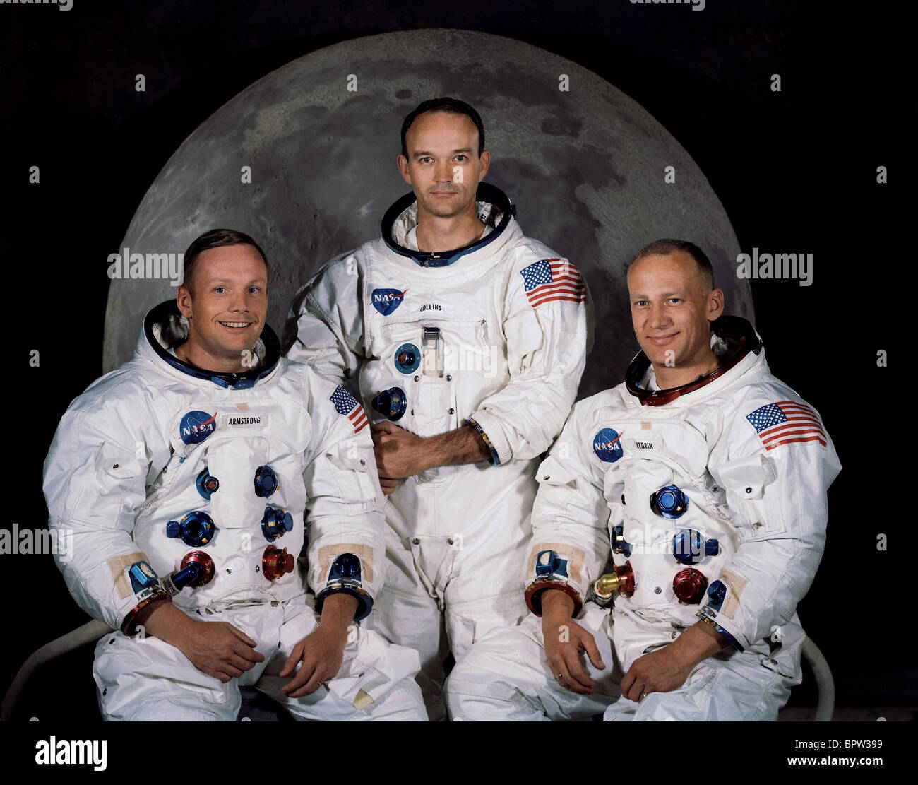 NEIL ARMSTRONG, MICHAEL COLLINS, BUZZ ALDRIN, ASTRONAUTES APOLLO 11 16 JUILLET 1969, CRÉDIT NASA Banque D'Images