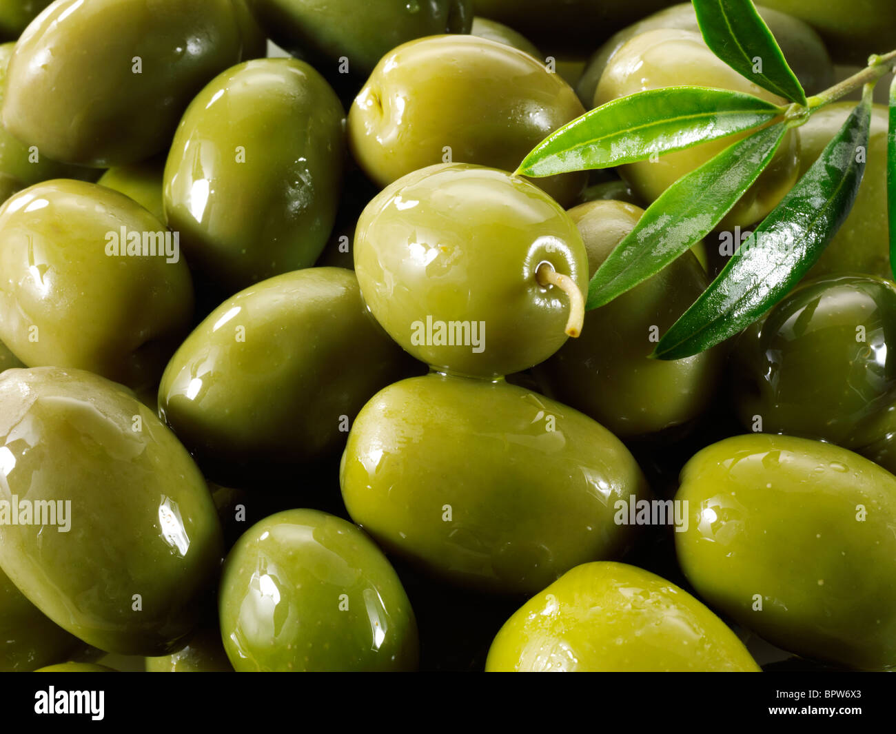 Fresh green olives queen photos, photos & images. Banque D'Images