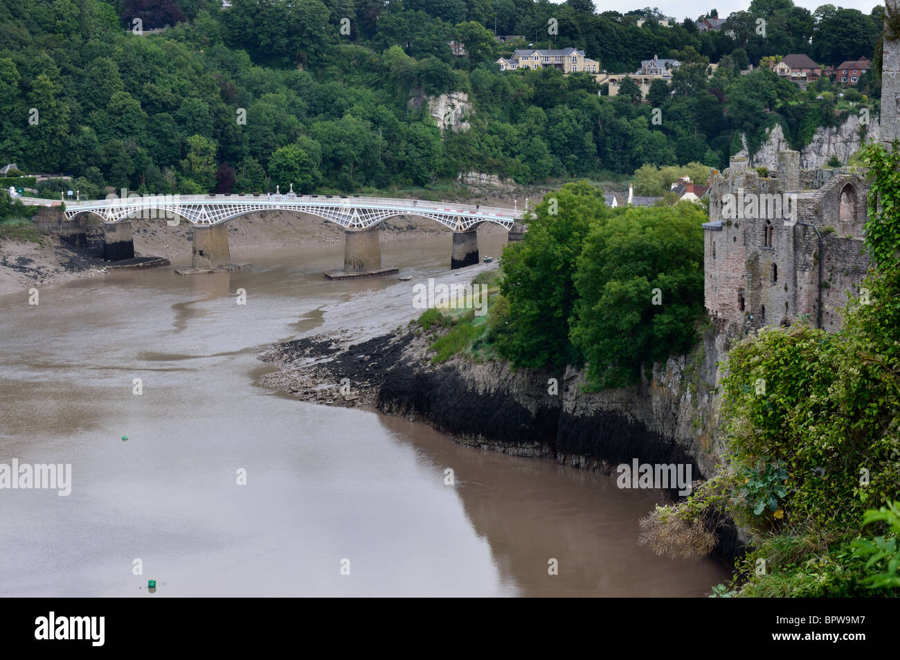Le Château de Chepstow, rivière Wye et Waterloo Bridge Banque D'Images