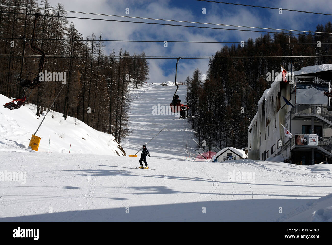 Sport d'hiver. Ski Sauze D'Oulx, Italie. Sportina Banque D'Images