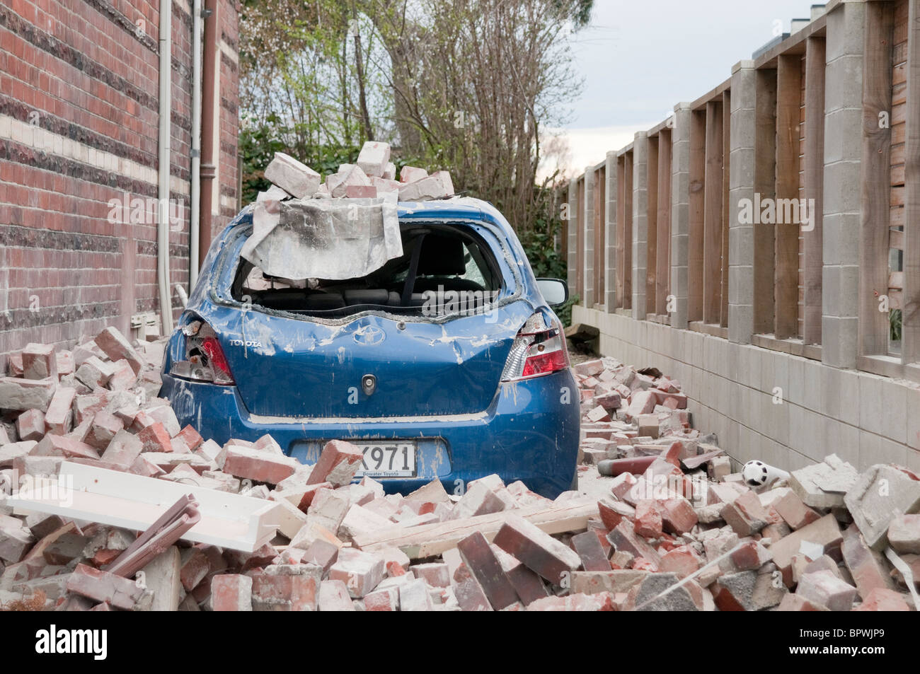 Dégâts causés par le tremblement de Christchurch en Nouvelle-Zélande. Un puissant séisme a frappé Christchurch le vendredi 03. 09. 10 Banque D'Images