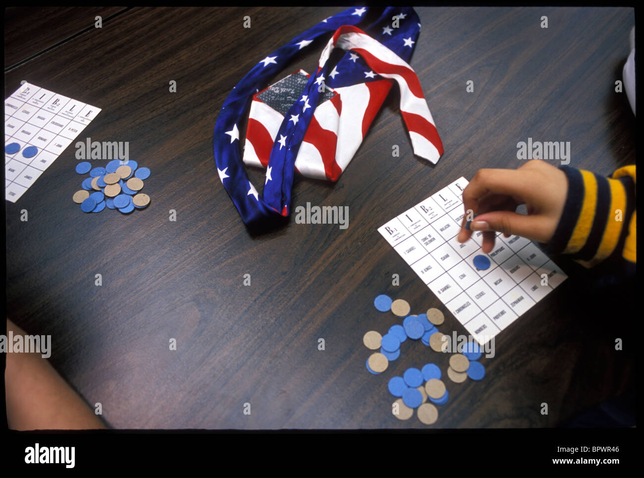 Bible jeu de bingo joué pendant l'école du dimanche Banque D'Images