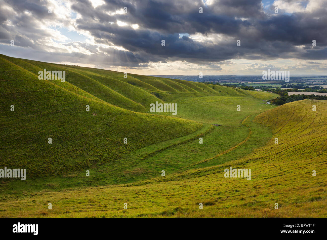 La colline à Uffington connu sous le nom de l'escalier géant Banque D'Images